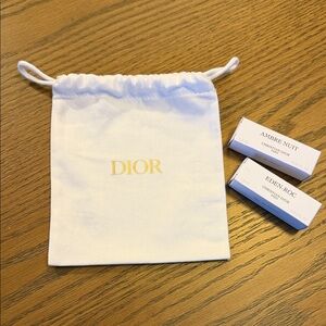 Dior Eden-ROC and Amber Nuit Vials with Drawstring Bag NEW